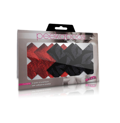 Peekaboos - Copri Capezzoli Premium Nero Rosso 