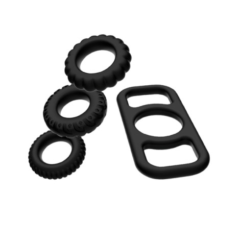 Cock Rings - Set 4 Pezzi Nero 