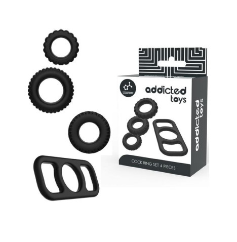 Cock Rings - Set 4 Pezzi Nero 