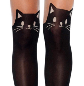 Leg Avenue - Collant Gatto Nero Nero Carne