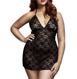 Baci - Curvy - Babydoll Nero Pizzo 