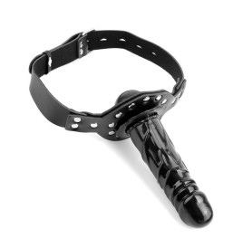 Ball Gag con Dildo Nero Vinile 